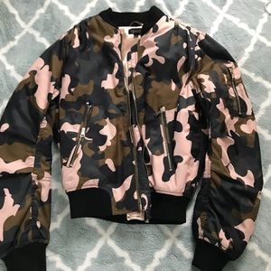 Topshop Pink Camo MA1 Bomber Jacket